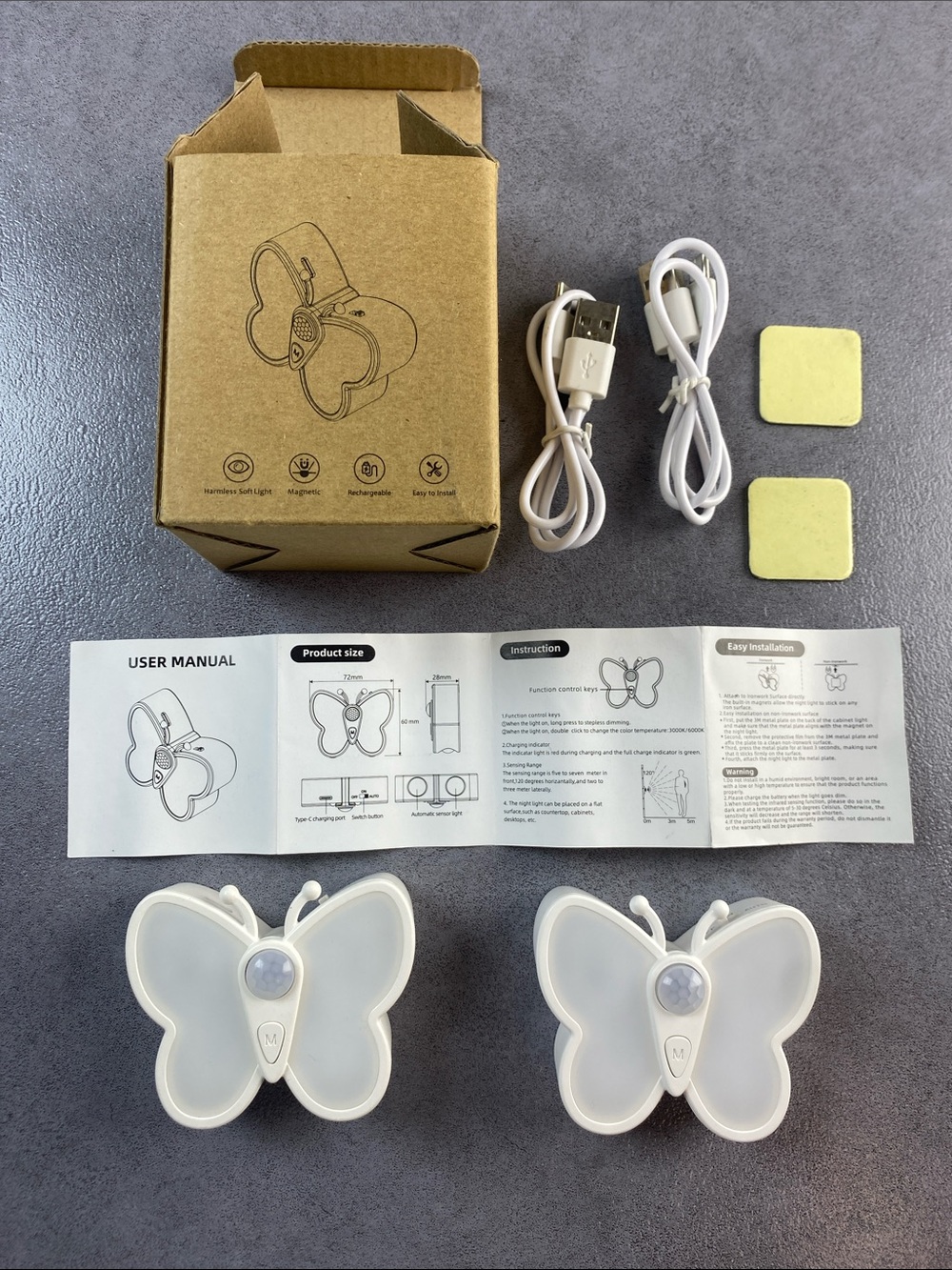 Butterfly LED Night Light Pair - White